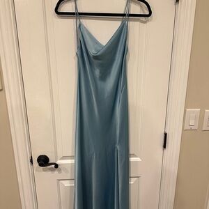 Alice + Olivia Light Blue Satin Slip Dress